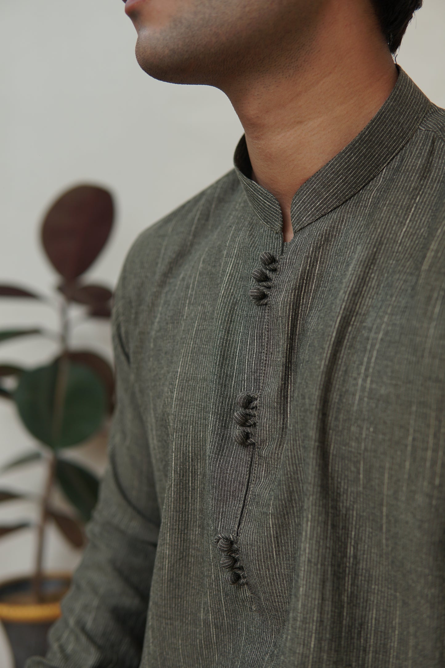 Designer Series Vol :1 Greenish Grey Self Textured Fabric GG(SK)001