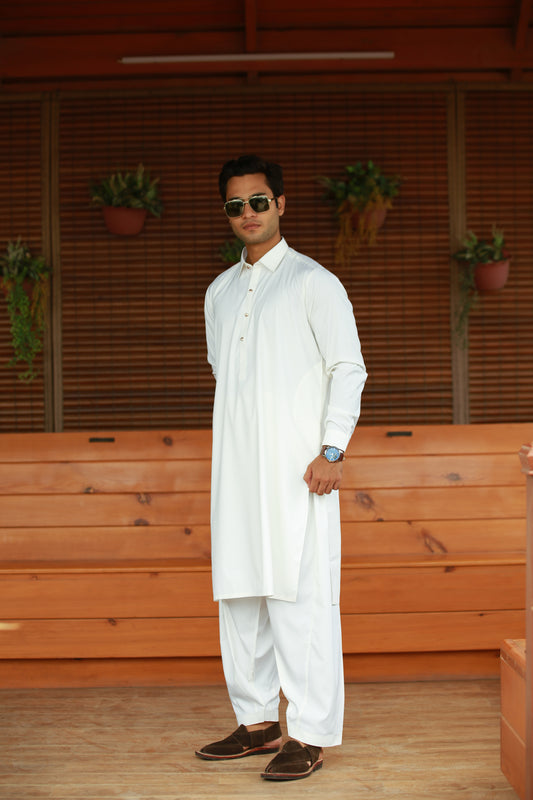 Basic White Premium Finish Shalwar Kameez-BWPF(SK)001