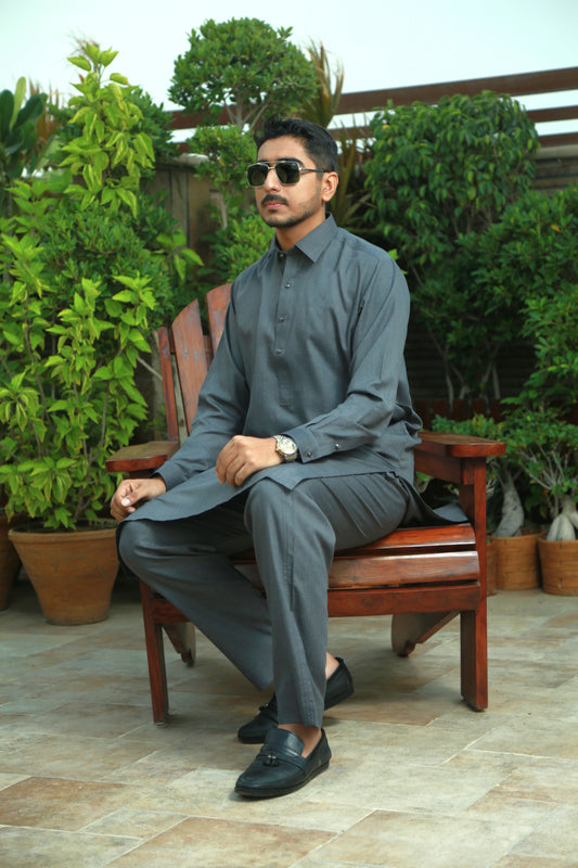 Mecon Grey Two Tone Kurta Trouser-MEGR(KT)001