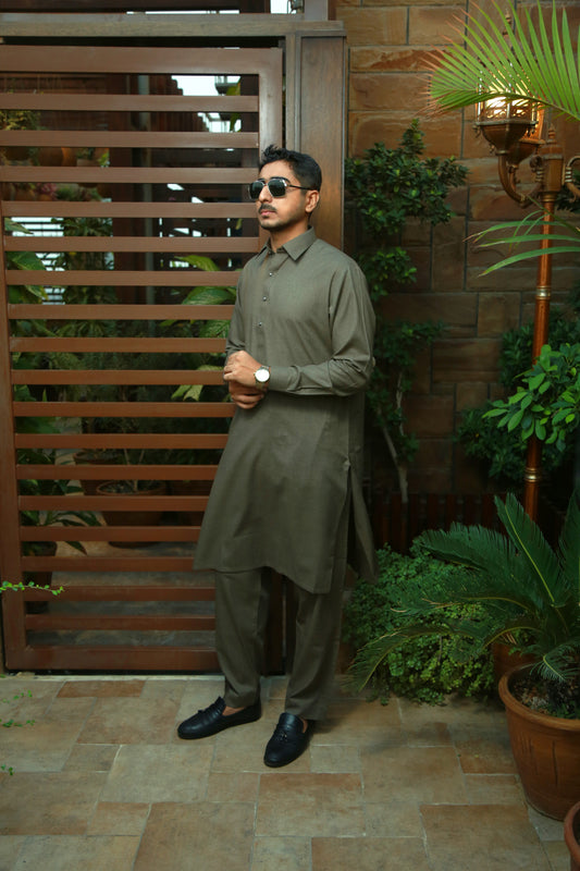 Mecon Green Two Tone Kurta Trouser-MEG(KT)001