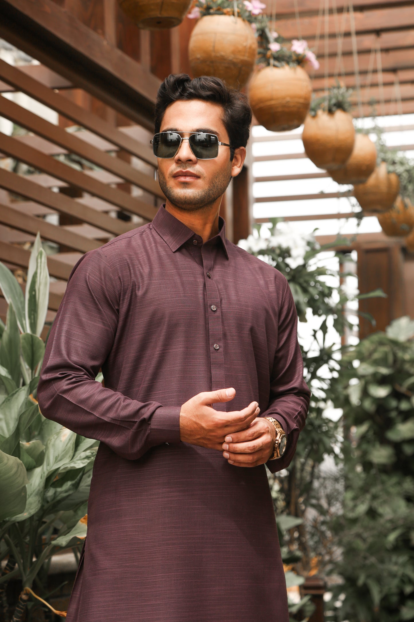 Dark Violet Self Fabric Shalwar Kameez-DVS(SK)001