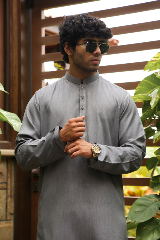 Chambray Grey Kurta-CG001