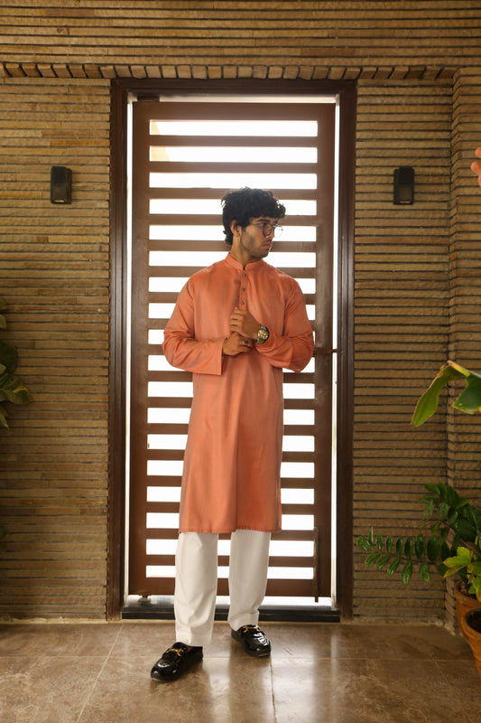 Chambray Orange Kurta-CO001: