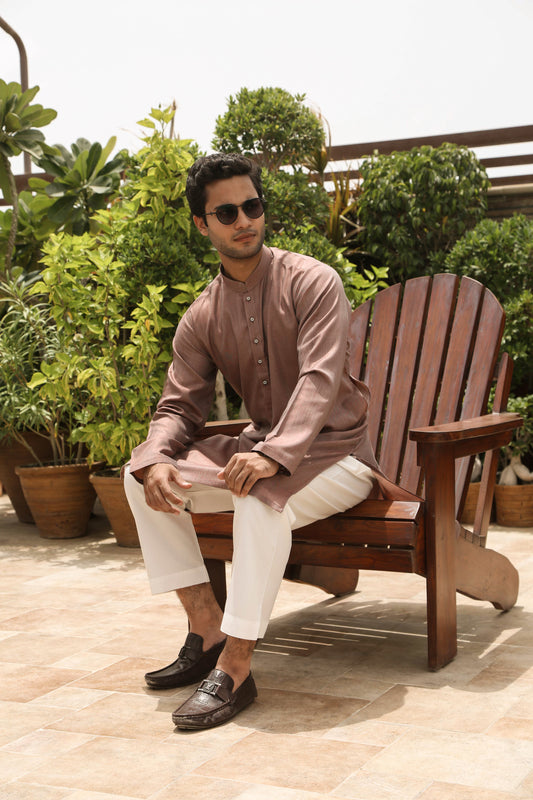 Chambray Rust Kurta-CR001: