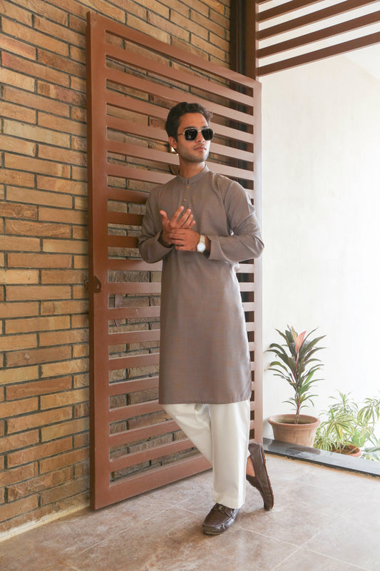 Violet Gray Self Textured Kurta-VGST(K)001