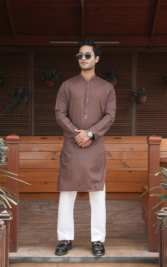 Copper Brown Self Textured Kurta-CBST(K)001