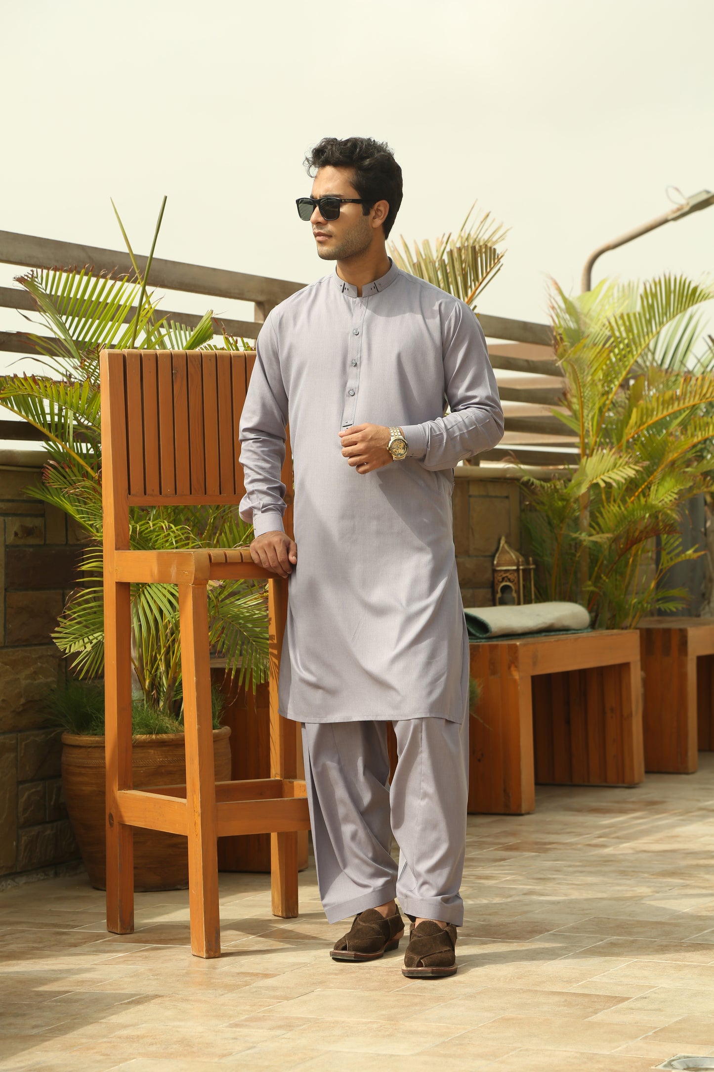 Sky Grey Shalwar Kameez-SG(SK)001: