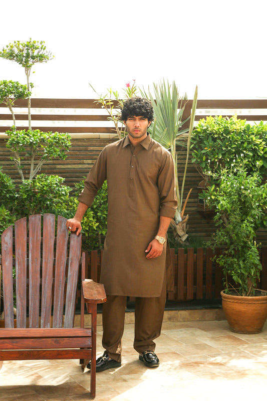 Mecon Brown Two Tone Kurta Trouser-MEB(KT)001