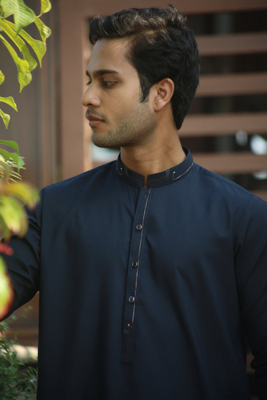 Navy Blue Shalwar Kameez-NBSK)001: