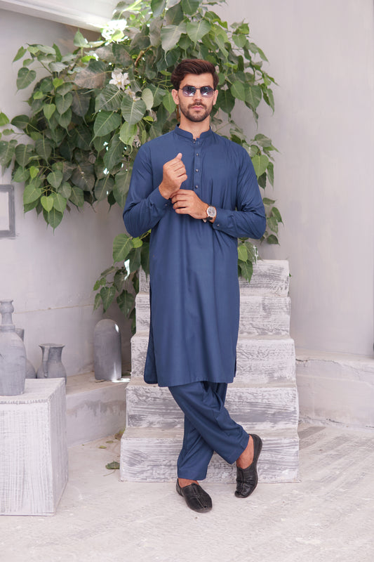 Aqua blue kurta trouser