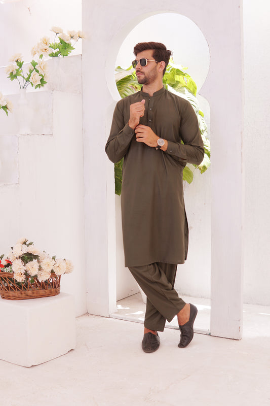 Olive green kurta trouser