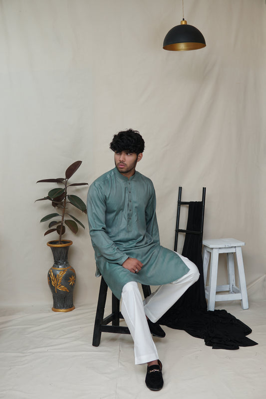 Chambray Sea green Kurta-CSG001