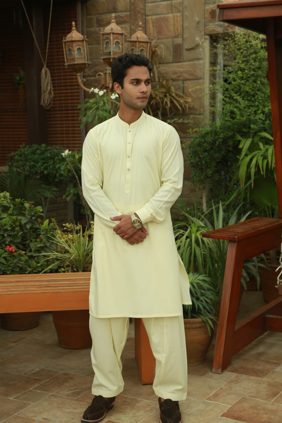 Lemon Self Fabric Shalwar Kameez-LS(SK)001